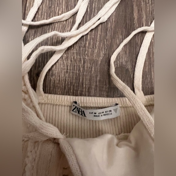 Zara Women’s Crochet Ivory Crop Top Tank Size M - Picture 2 of 4